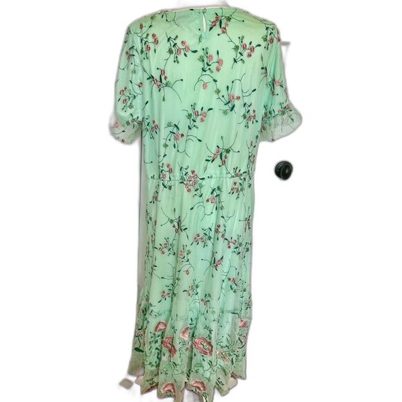 Sweet Salt Floral Embroidered Maxi Dress Mint Green and Pink Plus Size XL - Picture 4 of 8